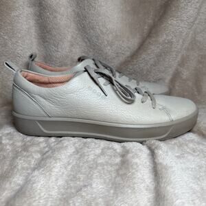 Ecco Soft Hydromax Women's 9 Golf Shoe Gray‎ Leather Lace Up Athletic Sneakers